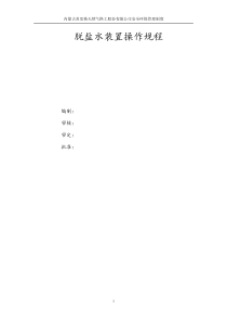 脱盐水装置操作规程