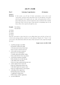 英语六级2002年1月试卷