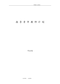 指导培养青年教师计划、总结