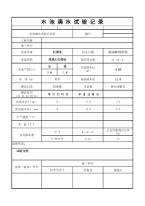 市政GB50141水池满水试验记录表(公式自动计算)