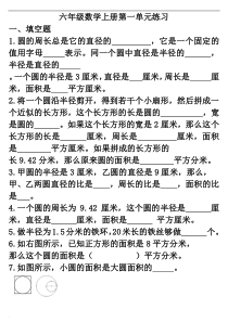 北师大版六年级数学圆专项练习