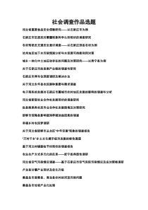 社会调查作品选题
