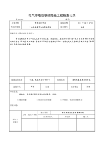 电气等电位连接隐蔽工程检查记录