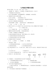 2018年九年级上册化学期末测试卷(有答案)