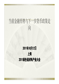 1-当前经济金融形势与(XXXX年10月12日上海)