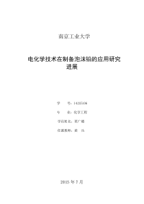 电化学技术在制备泡沫铅的应用研究进展