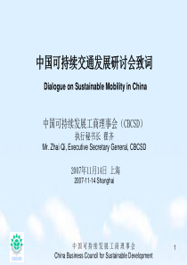 中国可持续交通发展研讨会致词-PowerPointPr