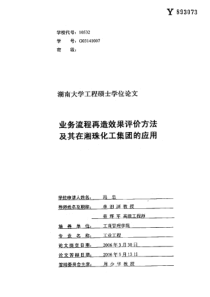 业务流程再造效果评价方法及其在湘珠化工集团的应用