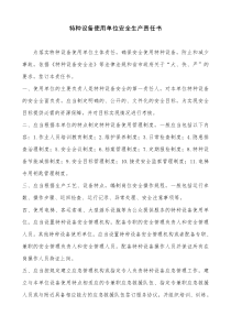 特种设备使用单位安全责任书