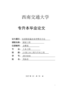 浅谈隧道漏水病害整治方法