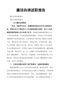 廉洁自律述职报告