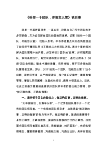 “给你一个团队你能怎么管”读后感