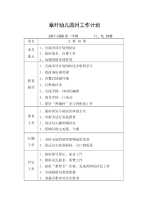 章村幼儿园月工作计划