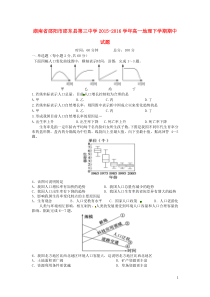 湖南省邵阳市邵东县第三中学2015-2016学年高一地理下学期期中试题