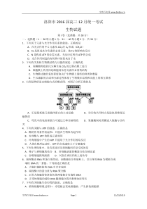 河南省洛阳市2016届高三12月统一考试生物试题(WORD版)