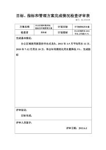 目标指标和管理方案完成情况检查评审表