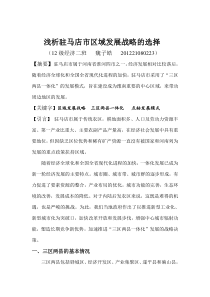 浅析驻马店市区域发展战略选择