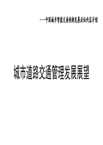 城市道路交通管理发展展望