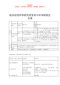 杭州应用声学研究所发布今年考研招生目录