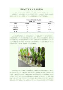 温度对玉米生长发育的影响