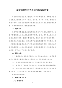 湖南基层卫生人才队伍建设调研方案