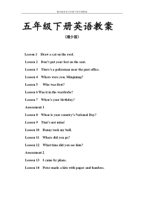 湘少版小学五年级英语下册教案
