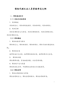 保险代理人考试大纲