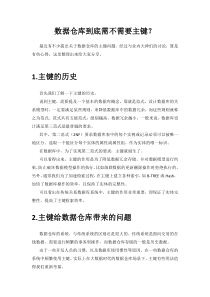 数据仓库到底需不需要主键