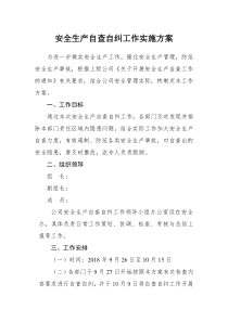安全生产自查自纠工作实施方案