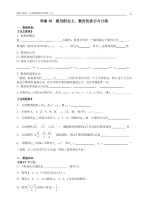 江苏高二文科复习学案+练习30数列的定义数列的表示与分类