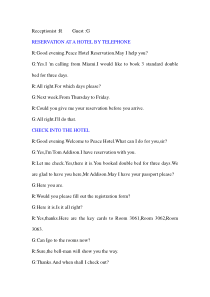 酒店预订入住及退房英文版