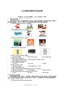 九年级英语期末试卷及答案