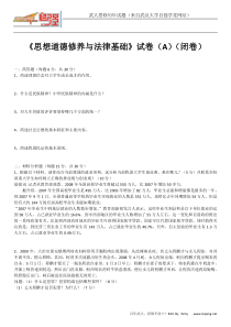 武汉大学思修历年复习试卷