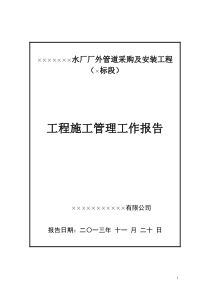 水厂管网工程施工管理工作报告