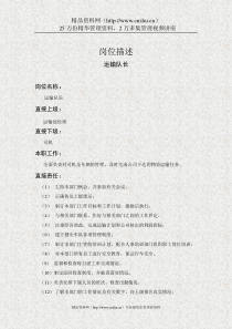 运输队长岗位说明书