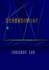 急性颈腰痛的诊断与治疗