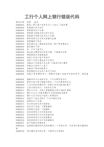 工行个人网上银行错误代码