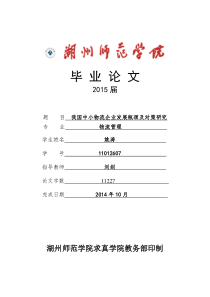 我国中小物流企业发展瓶颈及对策研究