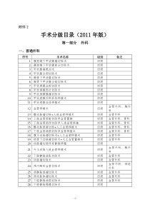 手术分级目录1(2011年版)