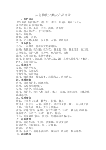 应急物资分类及产品目录