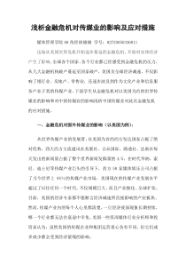 浅析金融危机对传媒业的影响及应对措施
