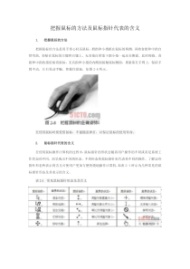 把握鼠标的方法及鼠标指针代表的含义
