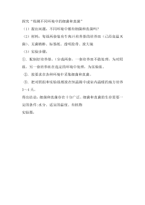 探究报告细菌和真菌的生活环境