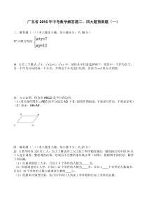 广东省2016年中考数学基础解答题预测题