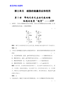 必修1第3单元第1讲降低化学反应活化能的酶细胞的能量“通货”ATP
