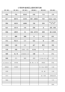 四年级上英语单词听写(表格)