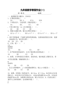 九年级数学寒假作业(一)