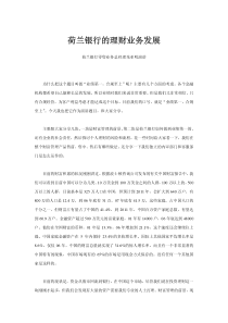 荷兰银行的理财业务发展