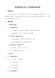 学前教育专业“人才质量标准知识矩阵图和人才培养方案”