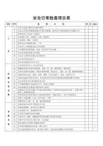 安全日常检查项目表